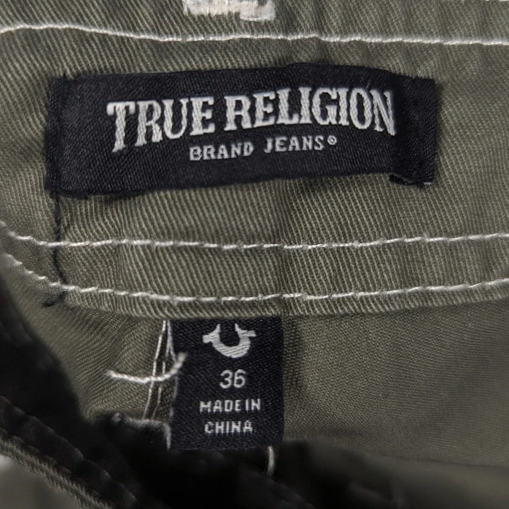 NEW True Religion Mens Kalamata Cargo SN Pant HS Outline Green 36 700820